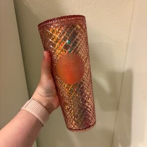 Starbucks 2021 Rose Gold Winter Holiday Jeweled Tumbler Cold Cup 24oz